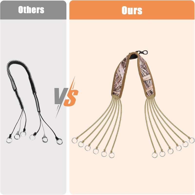 TINYAT 2 Pack Duck Hunting Accessories,Duck Strap Game Carrier 12 Drops Slip Knots,Duck Call Lanyard with 12 Adjustable Loops,Paracord Game Call Lanyard Extra Drops Goose Hanger for Outdoor Hunting Predator - Image 4